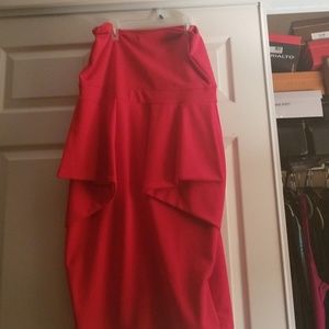 Strapless Red Peplum